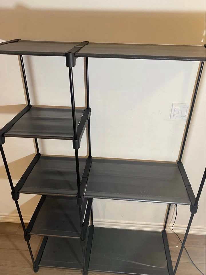 Black Portable Closet Organizer with Shelves and Hanging Rods - photo 2