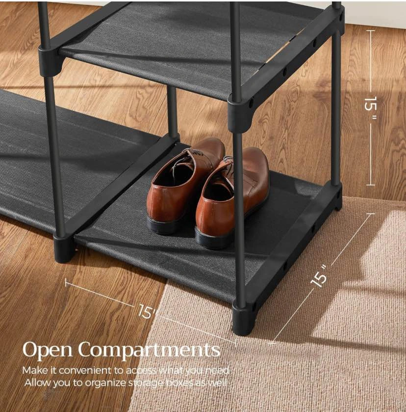 Black Portable Closet Organizer with Shelves and Hanging Rods - photo 5