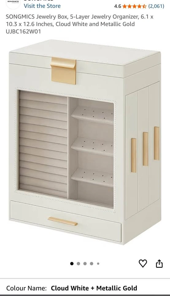 Cream Gold Jewelry Box Organizer Brand New - photo 5