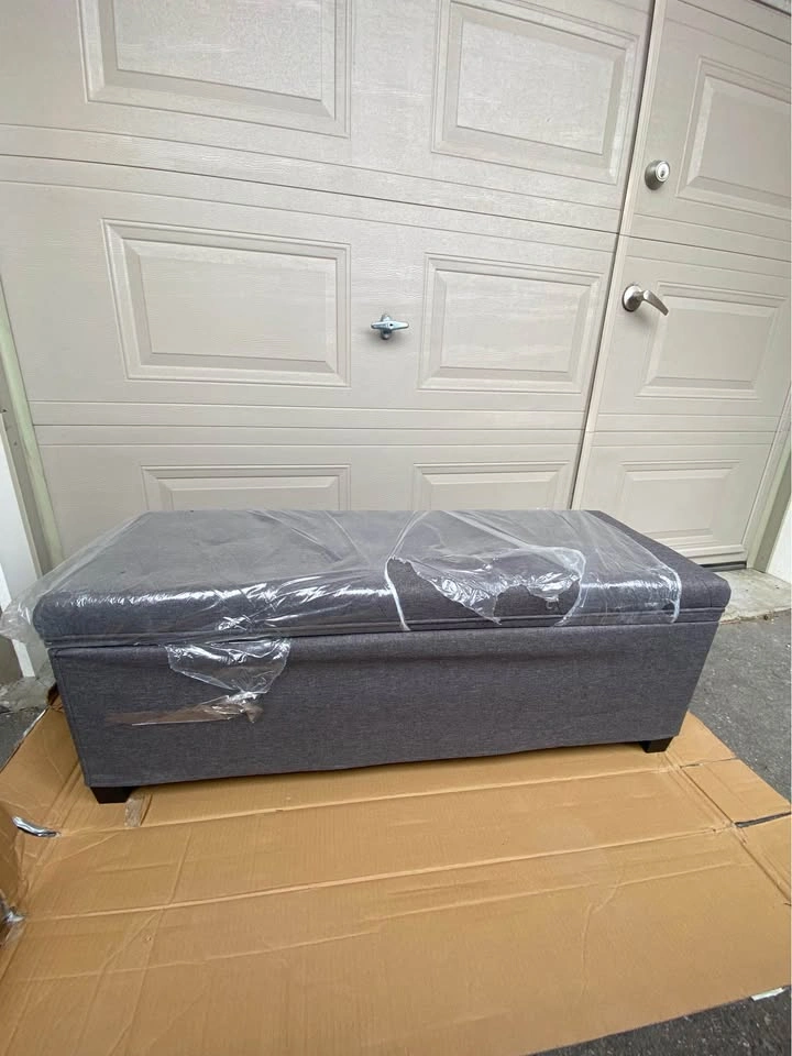 Dark Gray Storage Ottoman Bench 43.3in | Large Size | End of Bed - photo 2