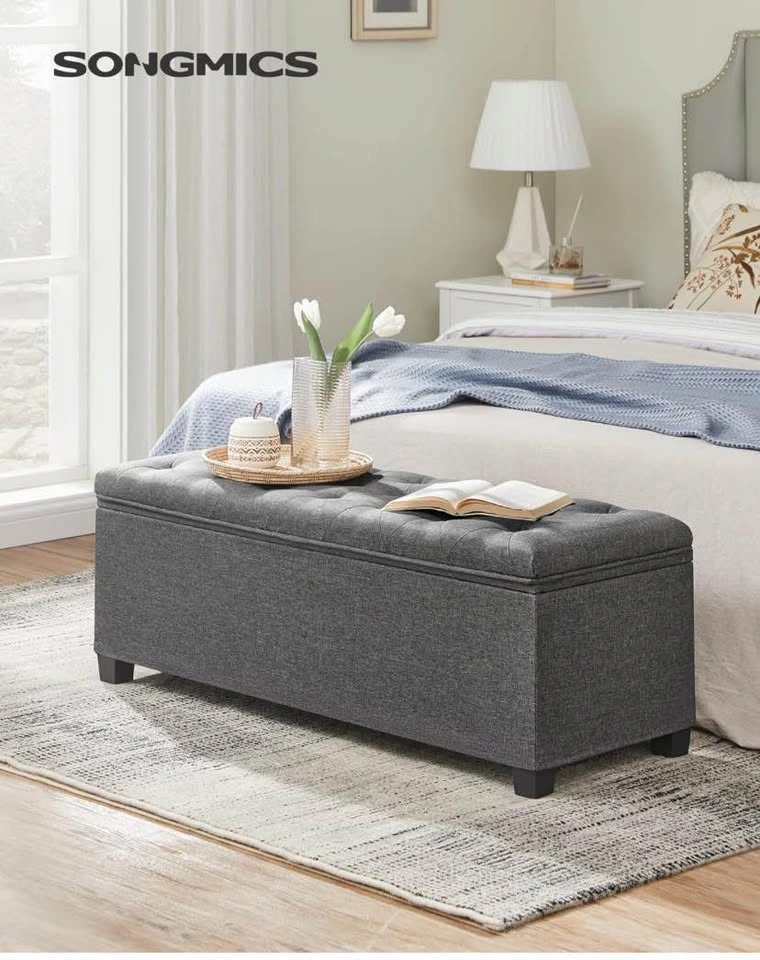 Dark Gray Storage Ottoman Bench 43.3in | Large Size | End of Bed - photo 5