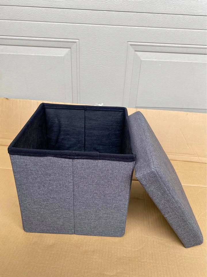 Dark Gray Folding Storage Ottoman Bench | Small Ottoman | Foot R