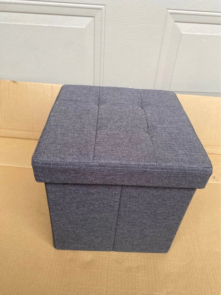 Dark Gray Folding Storage Ottoman Bench | Small Ottoman | Foot R - photo 2