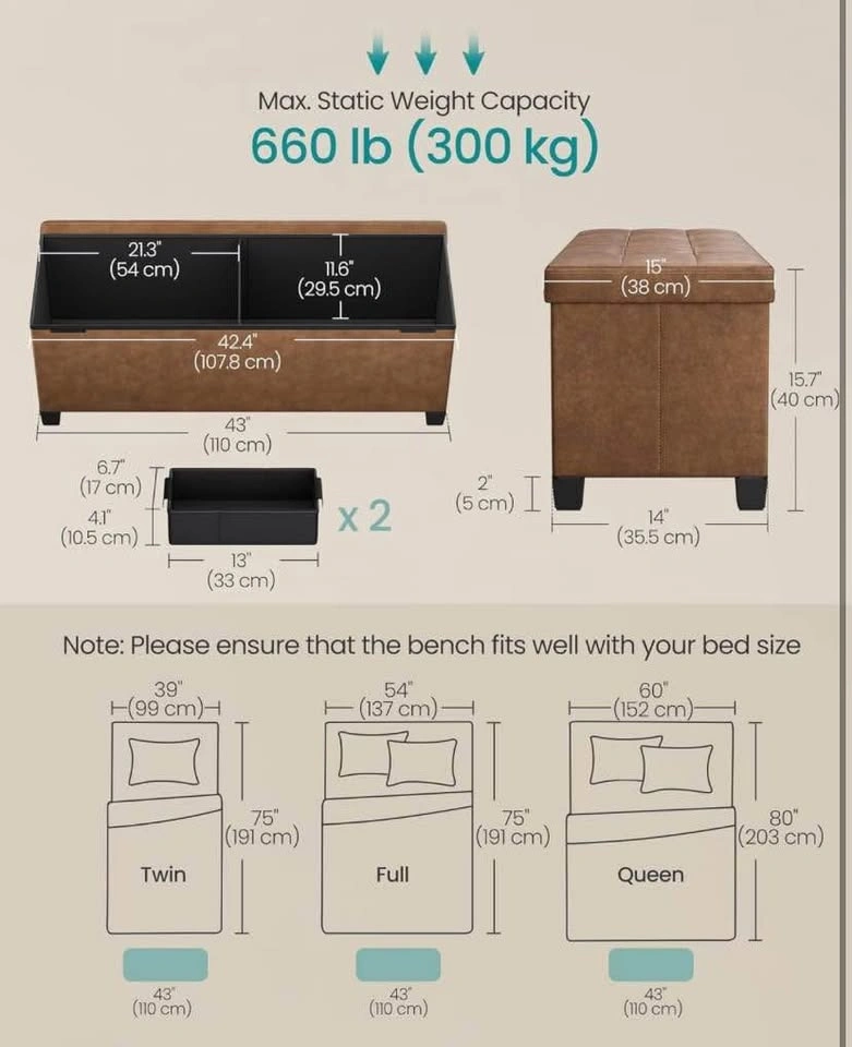 Brand New SONGMICS Storage Ottoman (Coffee Brown) - photo 3