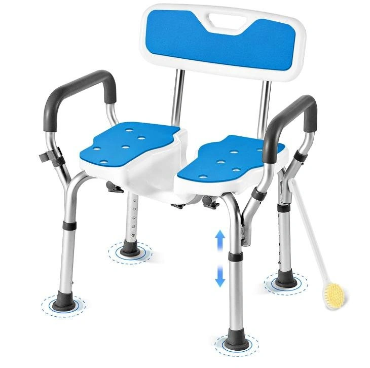 Heavy Duty Shower Chair with Arms & Back - U-Shaped - New (Open
