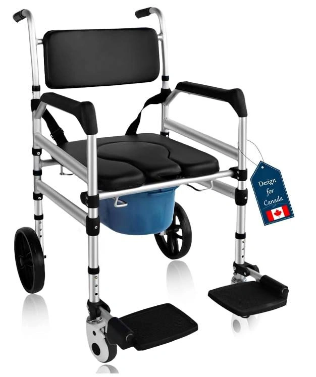 4-in-1 Rolling Shower Chair & Commode