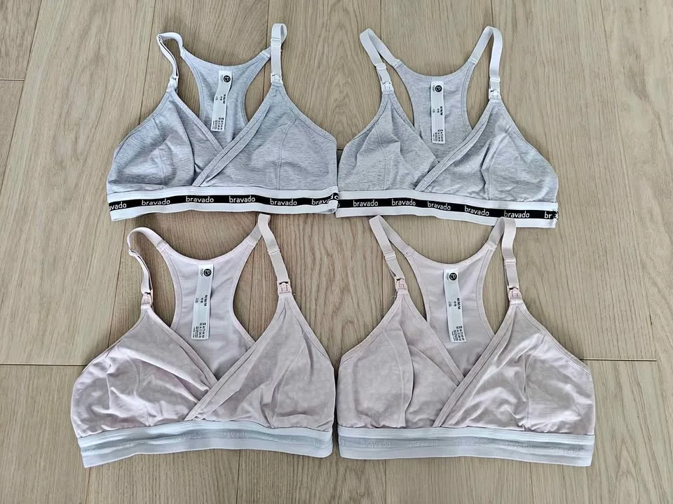 Size medium Bravado nursing bras - 2 pink leopard & 2 white thumbnail