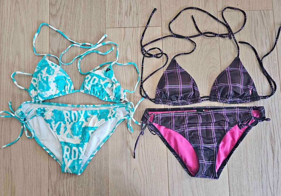 $25 each | Size medium Roxy and Hurley bikinis