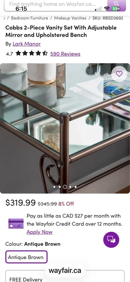Beautiful Vanity with Matching Stool - photo 2