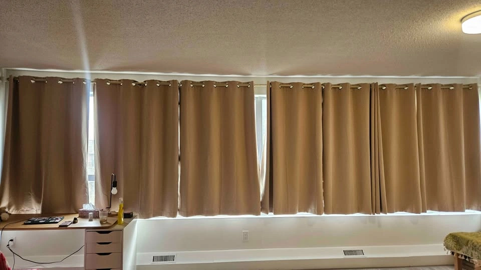 BULK DEAL: 8 Beige Panel Curtains + Golden Curtain Rod with Clea - photo 2