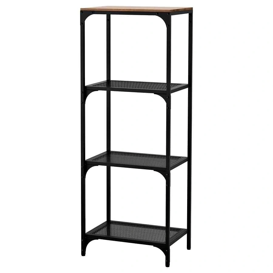 IKEA FJÄLLBO Black Metal Shelf Unit – Industrial Bookcase / Stor