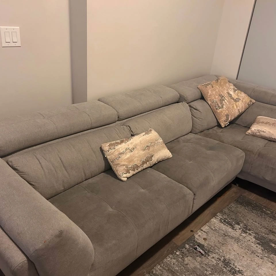 L-Shaped Grey Sofa with Storage & Headrest - photo 3