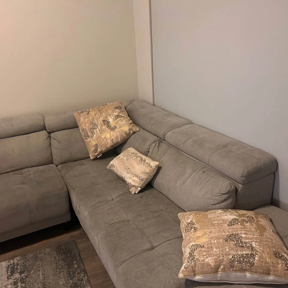 L-Shaped Grey Sofa with Storage & Headrest - photo 4