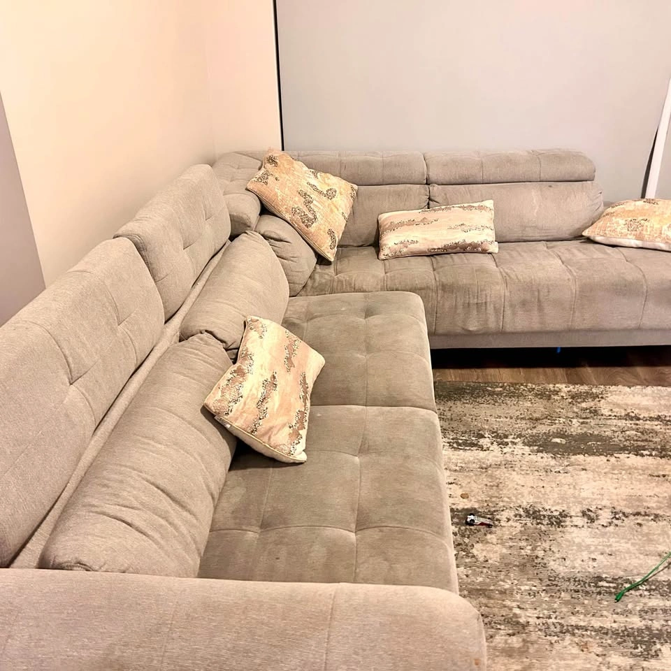 L-Shaped Grey Sofa with Storage & Headrest - photo 5