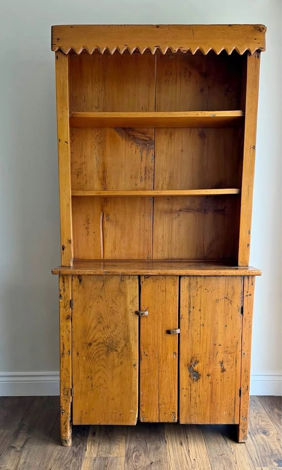 19th Century Primitive Pine Jam Cupboard Hutch