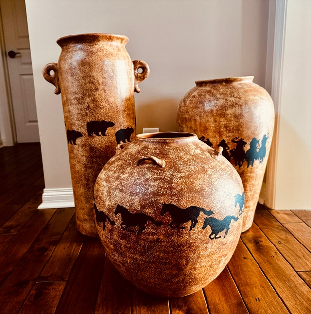 3 Large Decorative Ceramic Pots