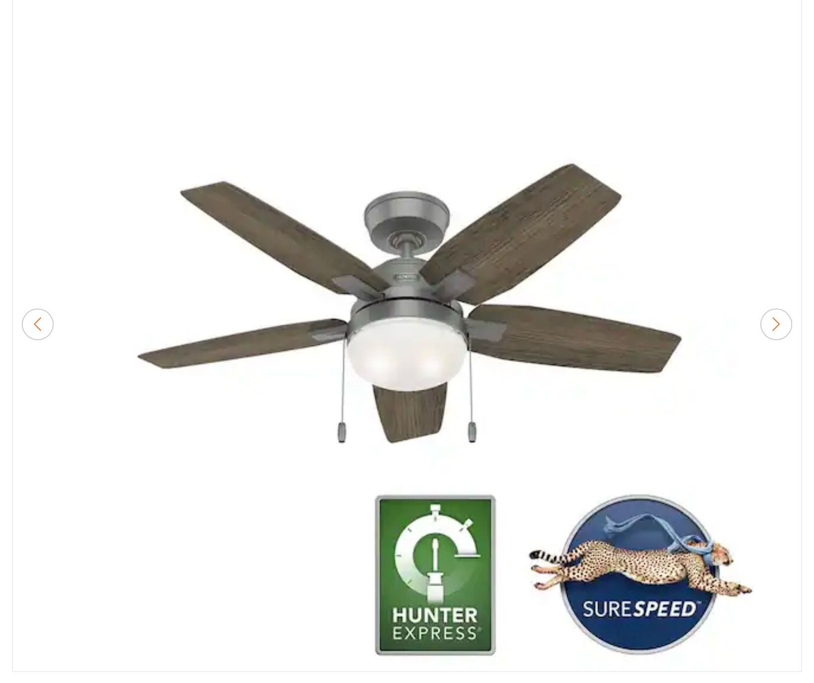 Hunter Antero 44 in. Indoor Matte Silver Ceiling Fan - photo 3