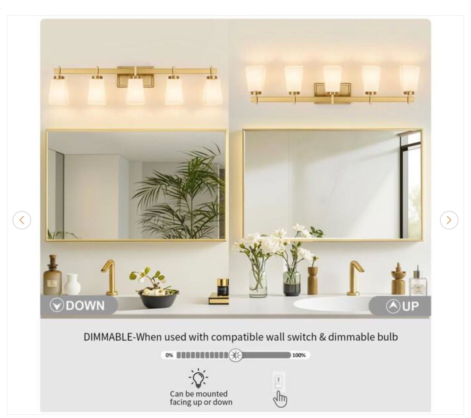 40 in. 5-Light Brushed Gold Bathroom Vanity Light - Ew - photo 2