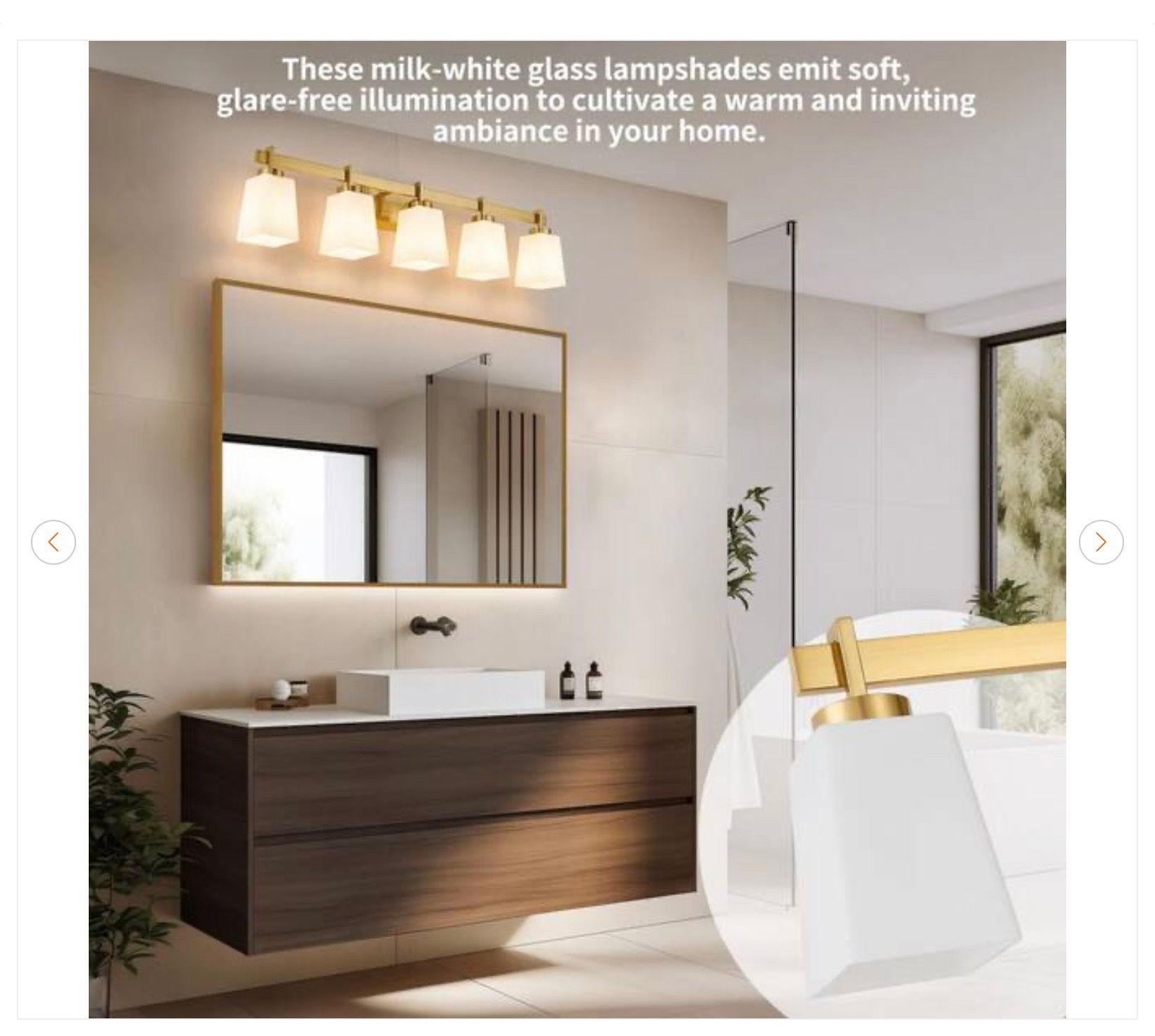 40 in. 5-Light Brushed Gold Bathroom Vanity Light - Ew - photo 3