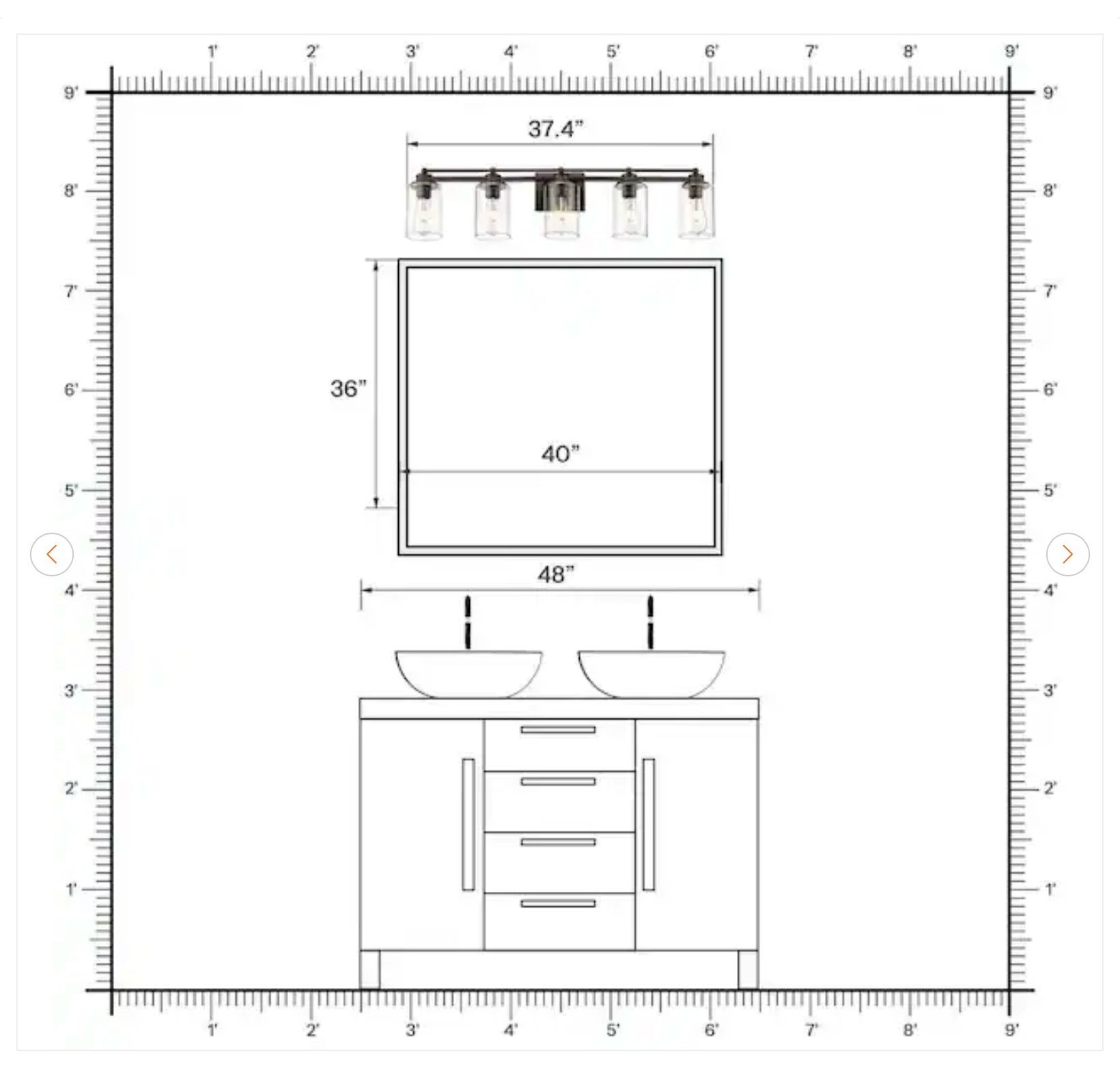 Farmhouse 37.4 in. 5-Light Bronze Vanity Light - photo 2