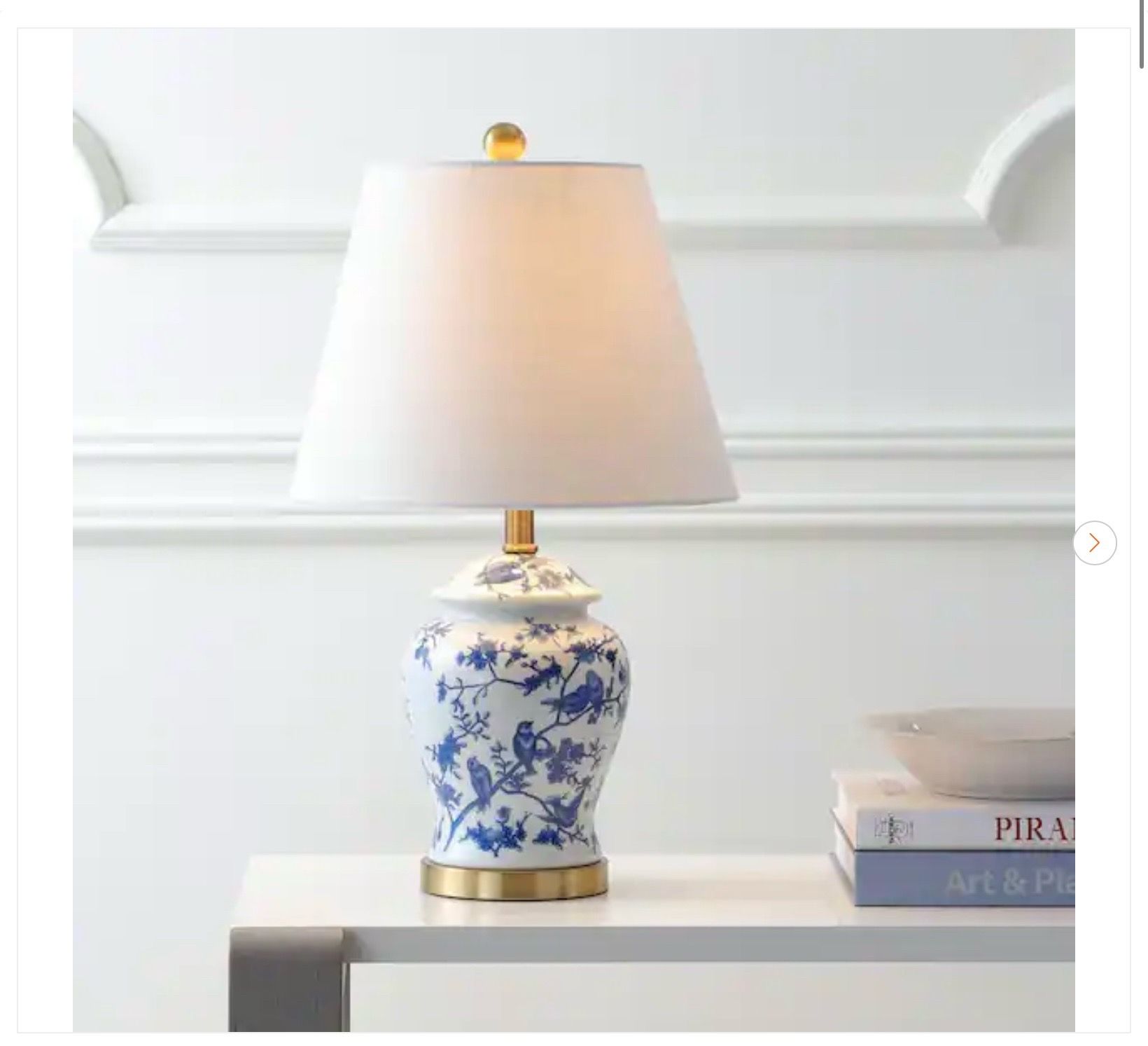 JONATHAN Y Penelope 22 in. Blue/White Chinoiserie Table Lamp - N