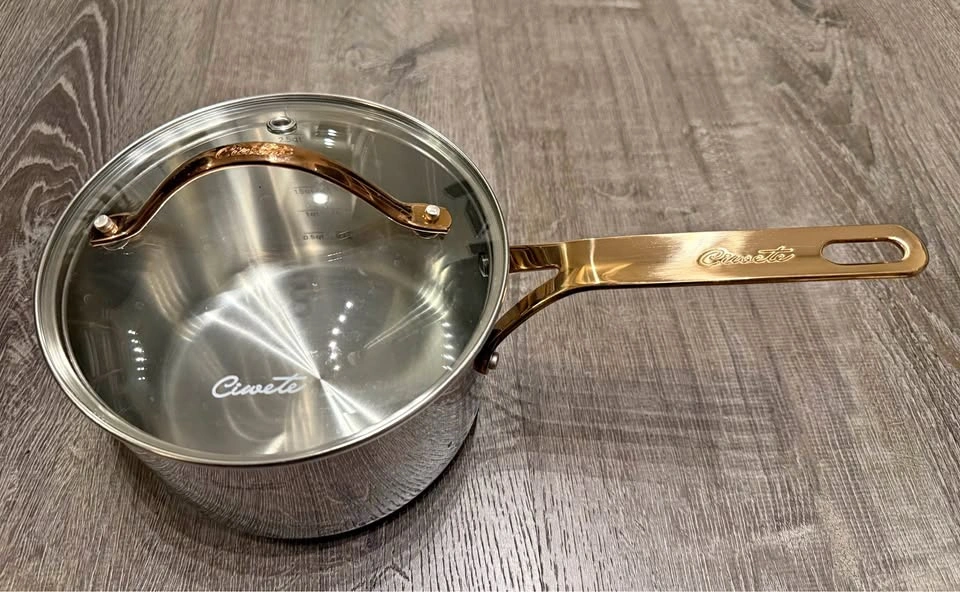 Used like new-3 Quart Sauce Pan with Lid, Upgraded Tri-Ply Stain