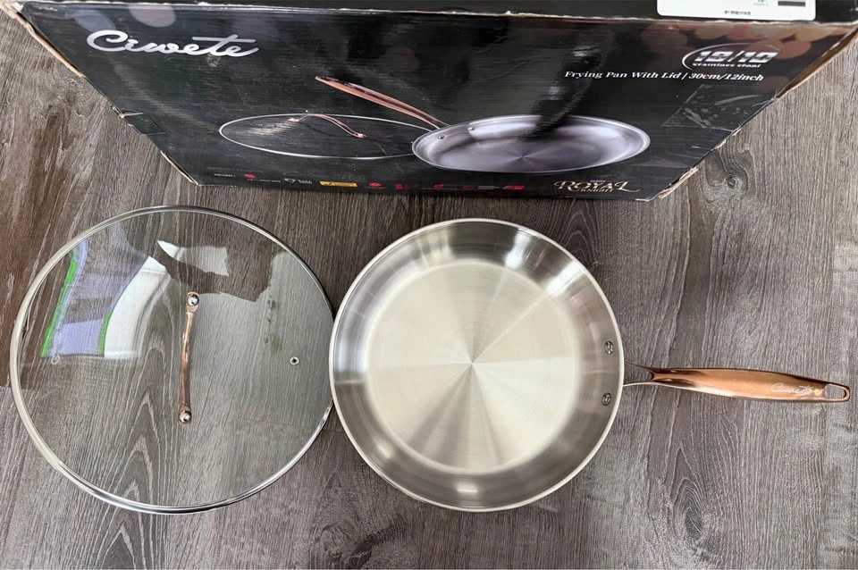 Good Deal New- 12 Inch Tri-Ply Stainless Steel Frying Pan with L - photo 2