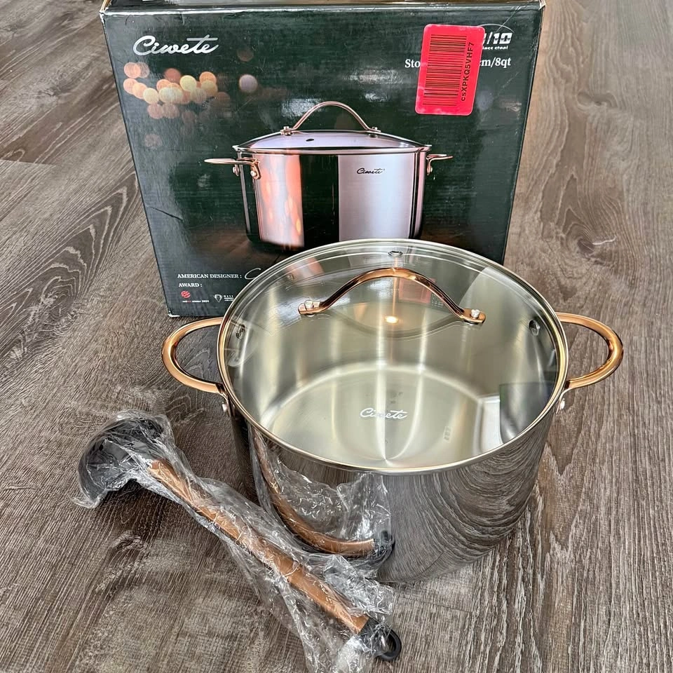 New 8 Quart Stock Pot, 3 Ply Stainless Steel