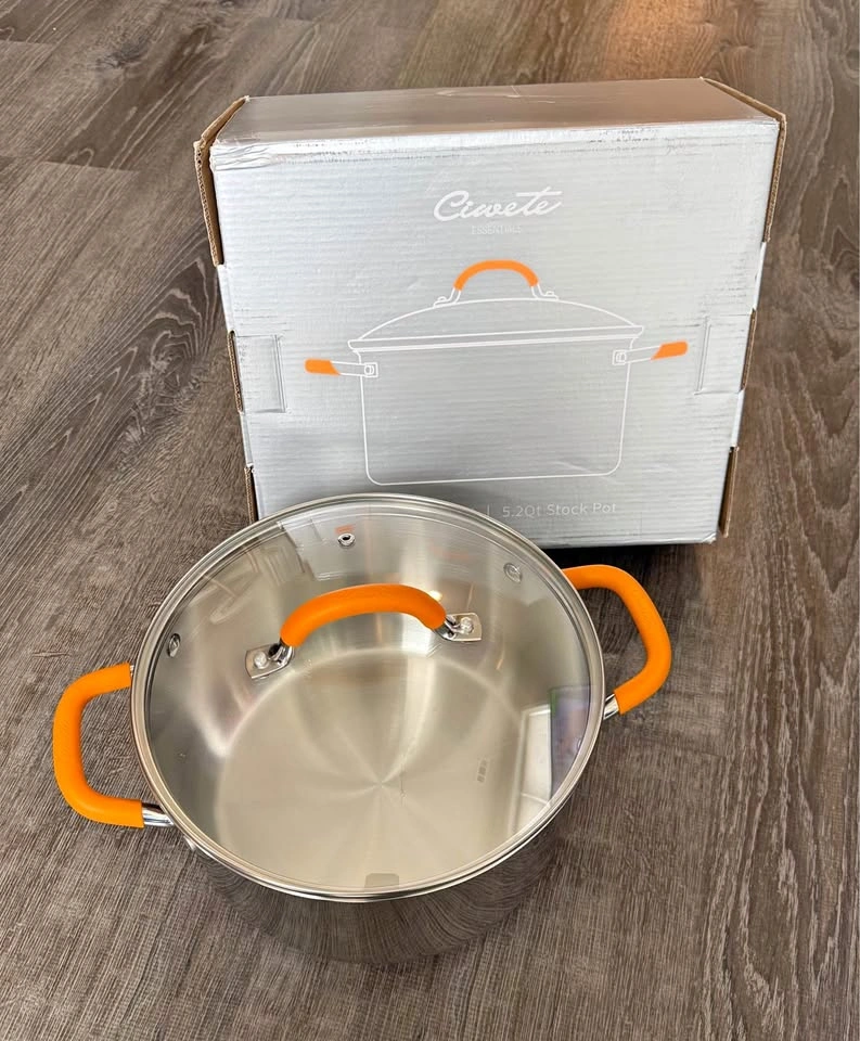 New-5.2 Quart Stainless Steel Stock Pot Soup Pot with