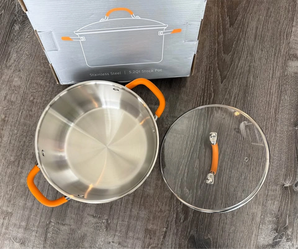 New-5.2 Quart Stainless Steel Stock Pot Soup Pot with - photo 2