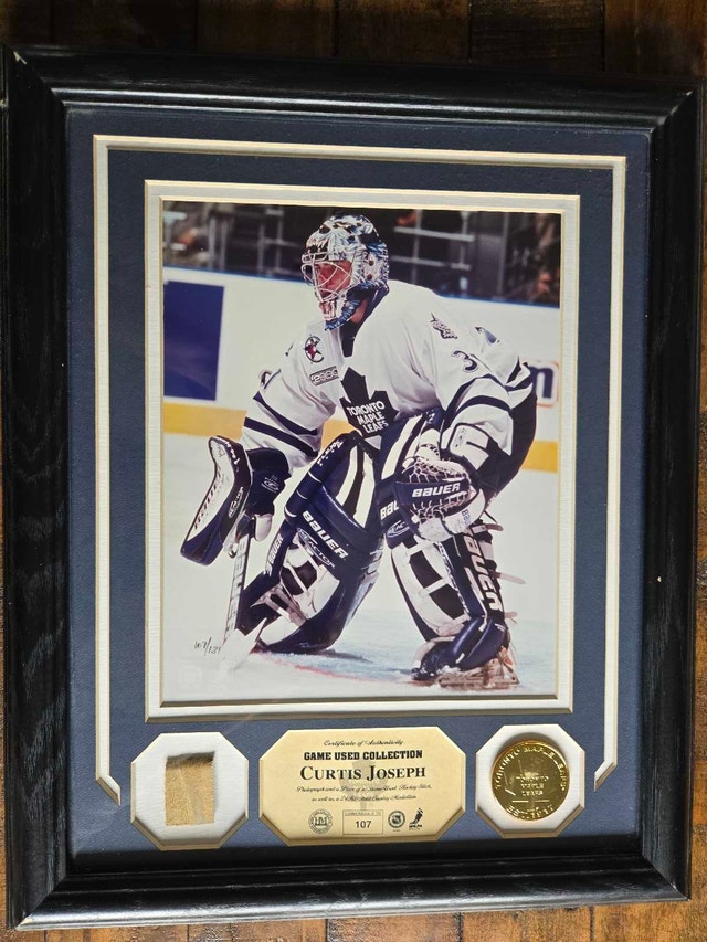 Curtis Joseph Framed Toronto Maple Leafs Game Used Stick & Gold