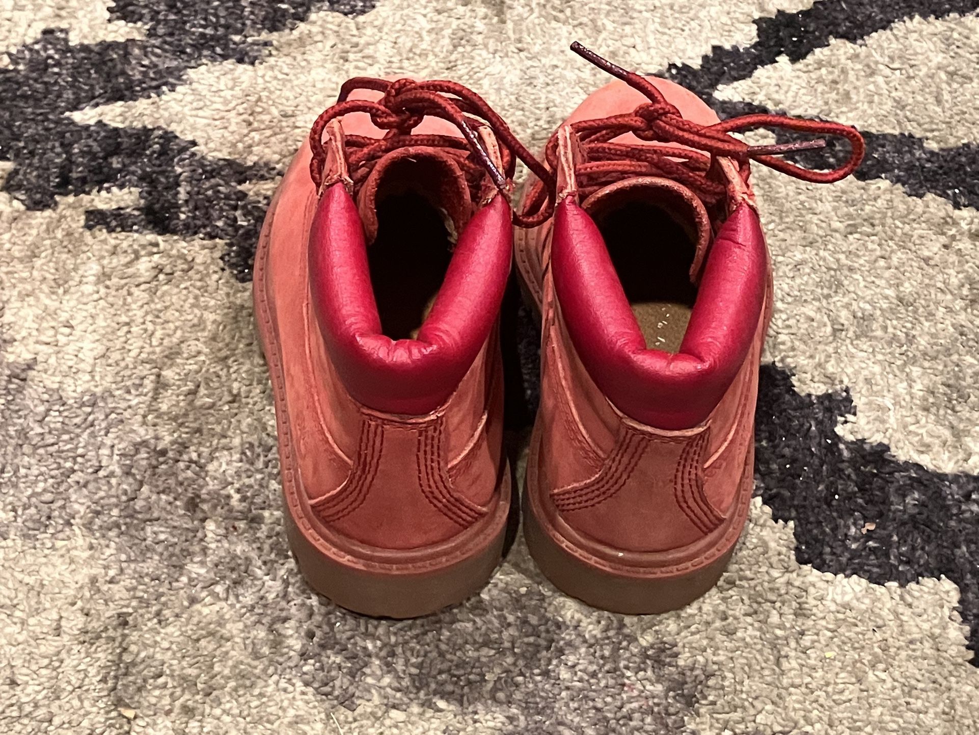 Timberland Kids Red Suede Lace-Up Boots Size 8 - photo 2