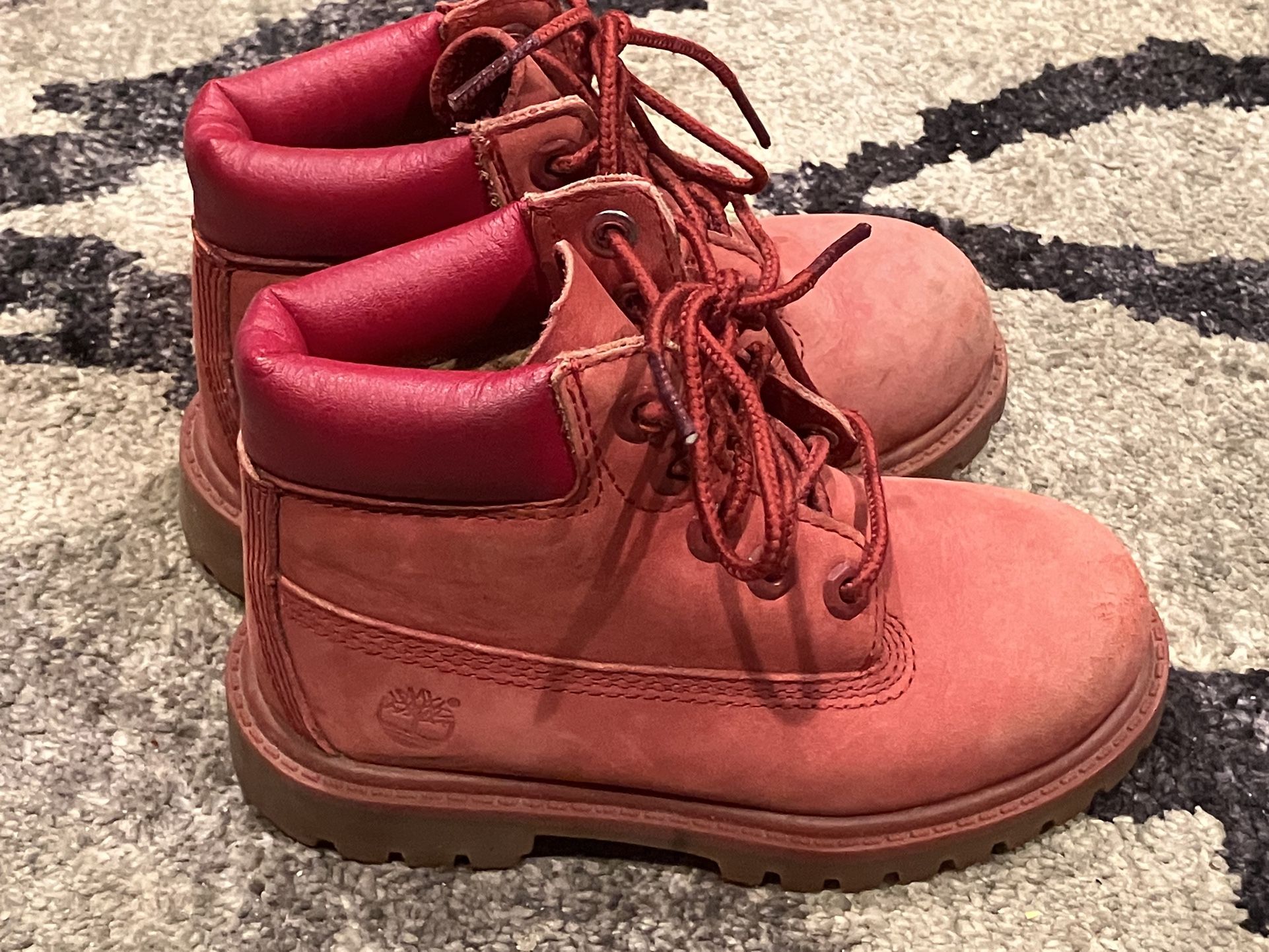 Timberland Kids Red Suede Lace-Up Boots Size 8 - photo 3