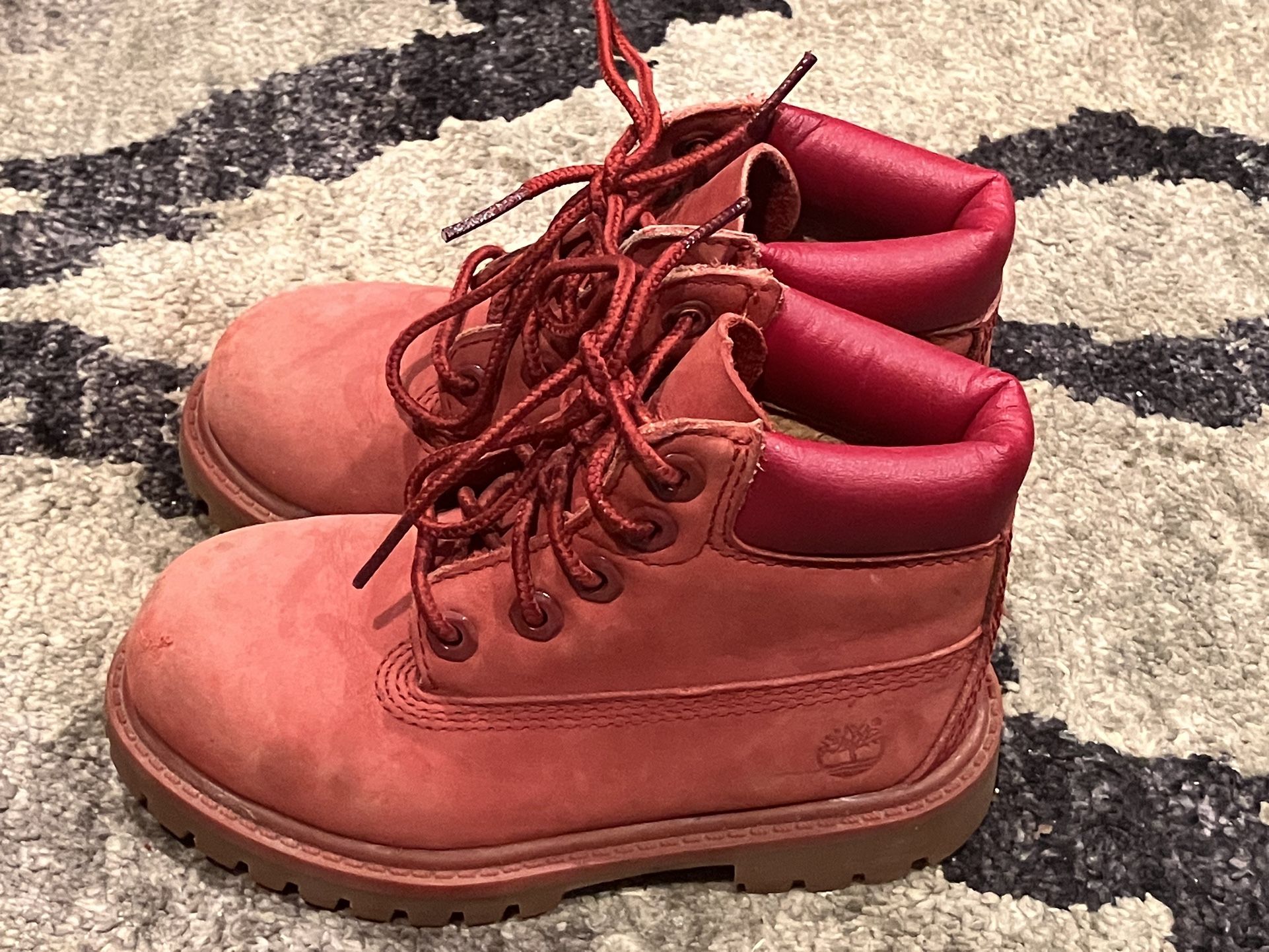 Timberland Kids Red Suede Lace-Up Boots Size 8 - photo 4