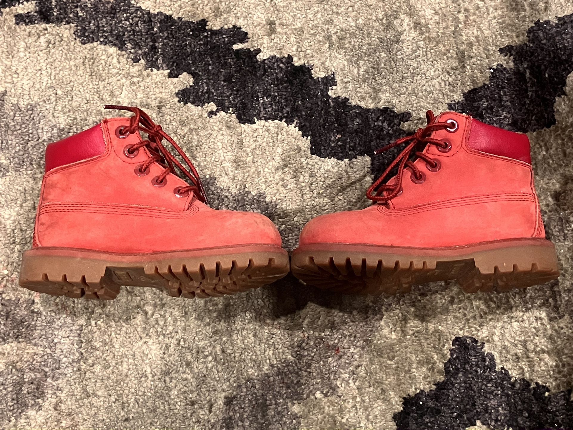 Timberland Kids Red Suede Lace-Up Boots Size 8 - photo 5