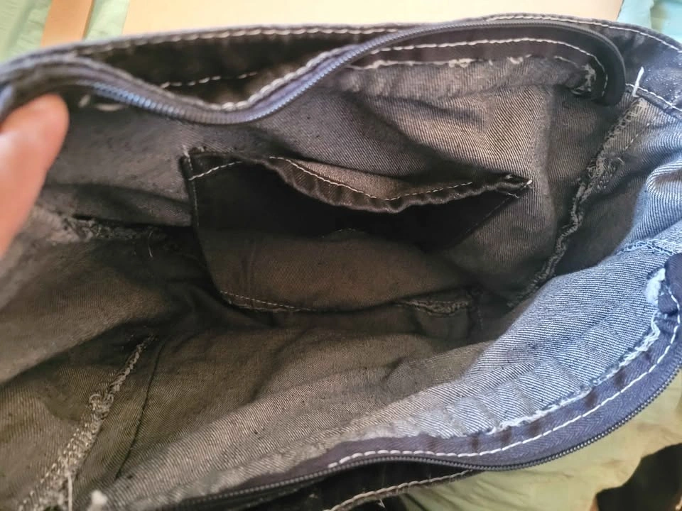 Denim Messenger Bag with Colorful Embroidery - photo 4