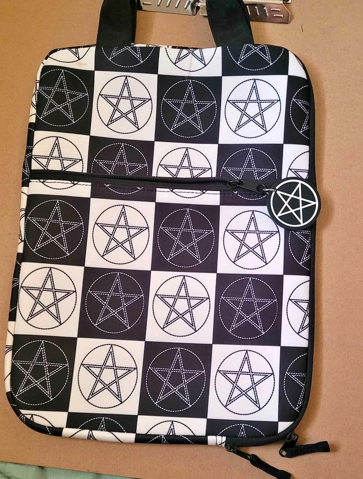 Black & White Pentagram Checkered Laptop Sleeve