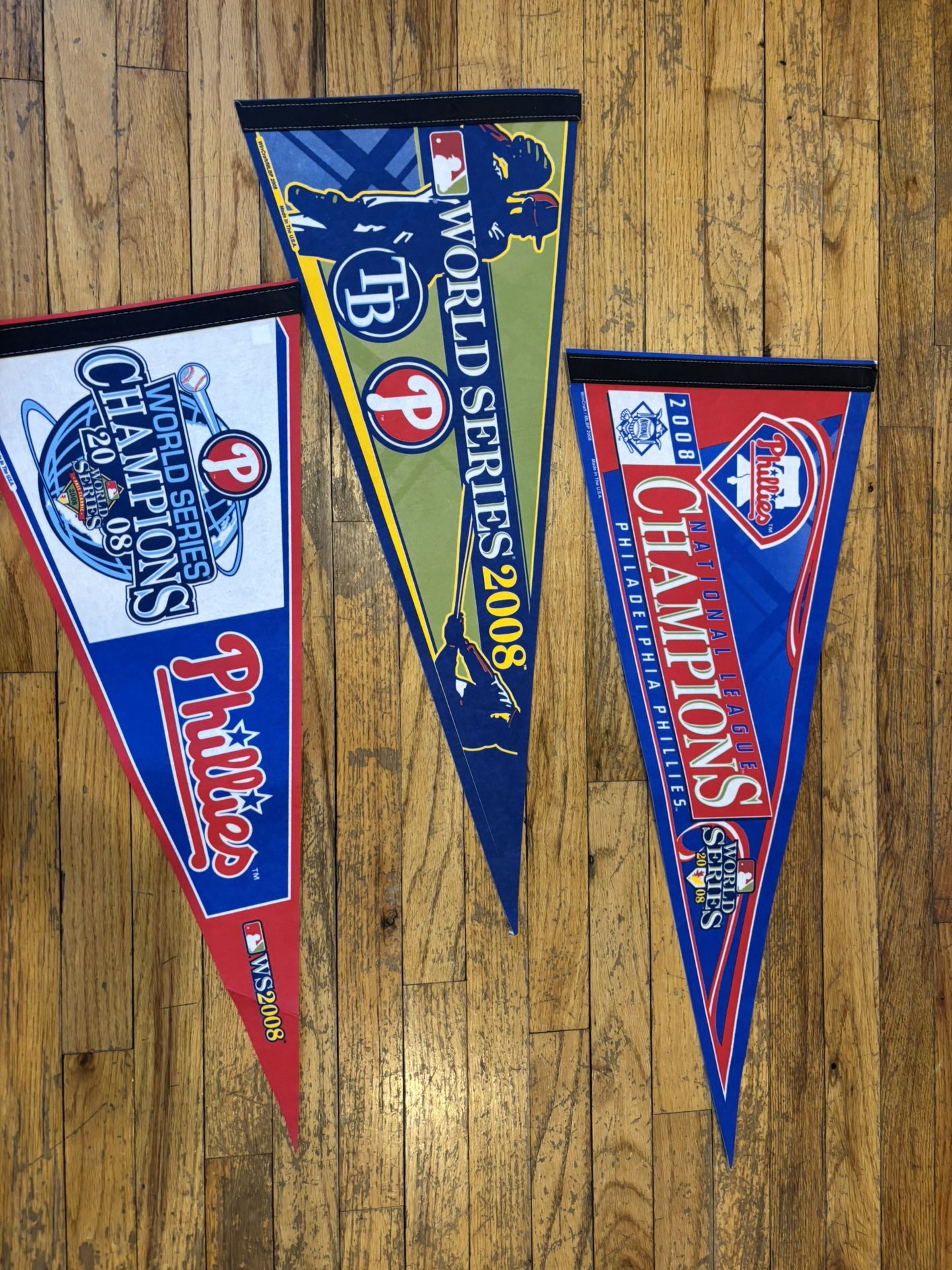 3- 2008 Philadelphia PHILLIES WORLD SERIES official pennants! - photo 2