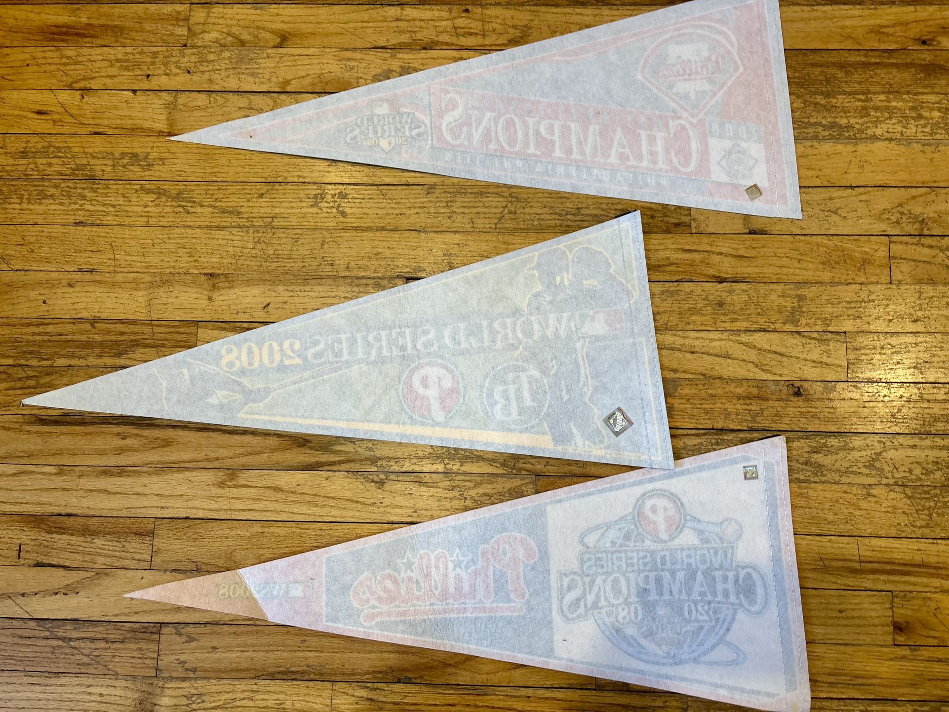 3- 2008 Philadelphia PHILLIES WORLD SERIES official pennants! - photo 3