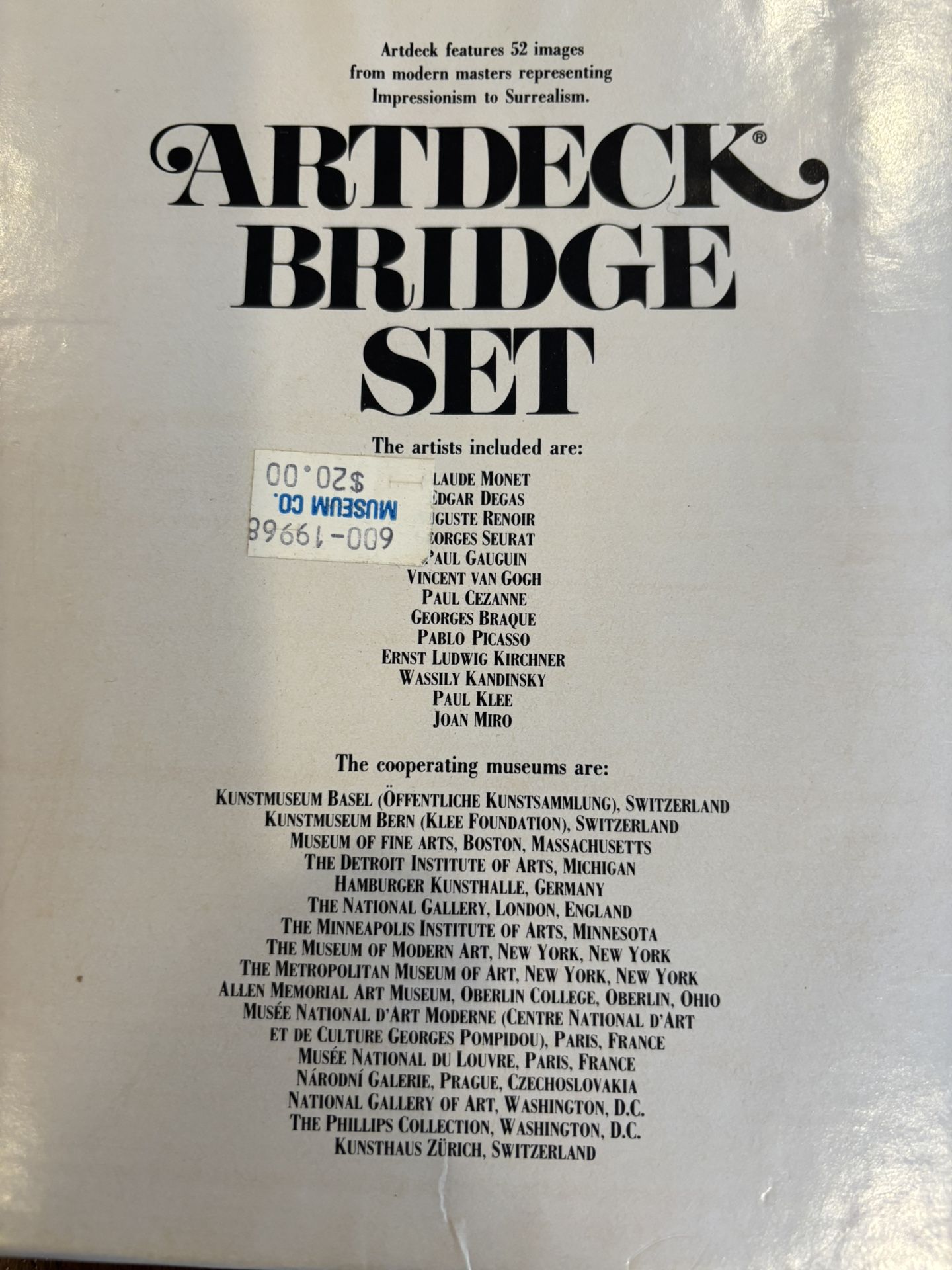 Vintage 1988 ARTDECK BRIDGE SET - Masterworks of Art - photo 3