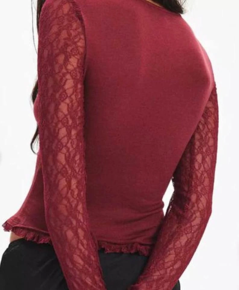 Kimchi Blue Arabella Lace Button Front Long Sleeve Top XS - photo 3