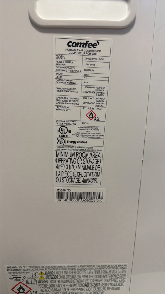 Comfee Portable Air Conditioner 6000 BTU - photo 2