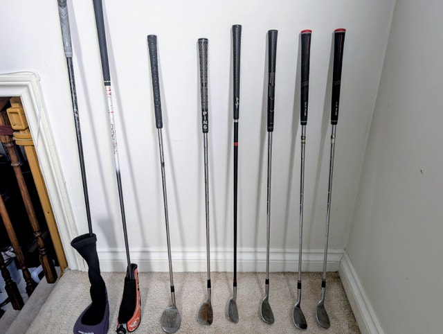Various Golf Clubs: Wedges, Hybrid, 3-Wood - Right Handed