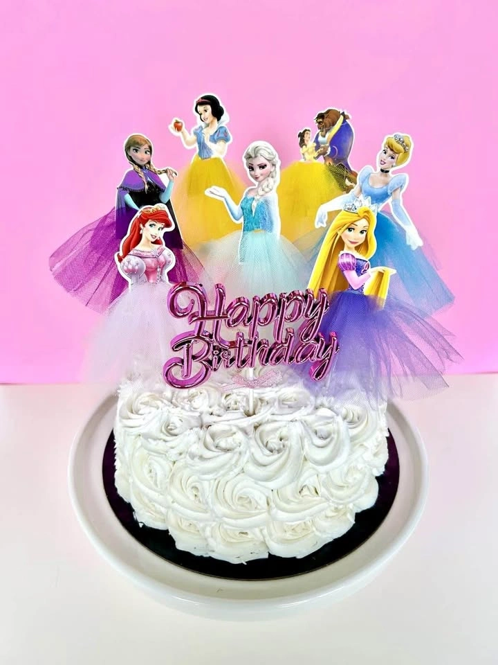 8-pcs Princess Cake Toppers - Mesh Tutu Skirt