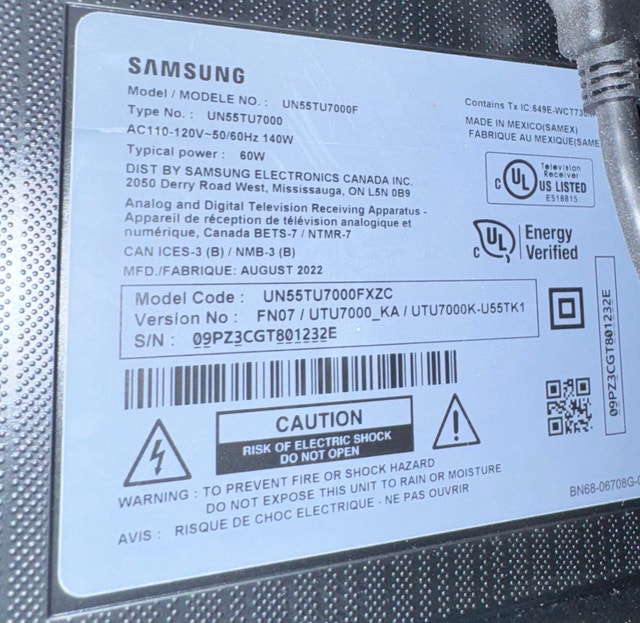 Samsung 55” 4K UHD Smart TV UN55TU7000F – Like New - photo 4