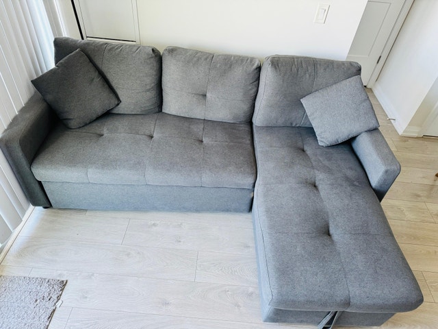 Grey Sectional Sofa Bed - Like New - Orig. ~$600 - photo 2