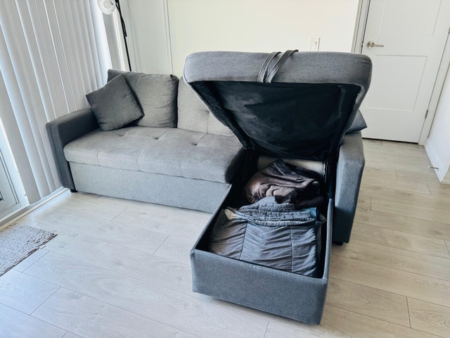 Grey Sectional Sofa Bed - Like New - Orig. ~$600 - photo 3