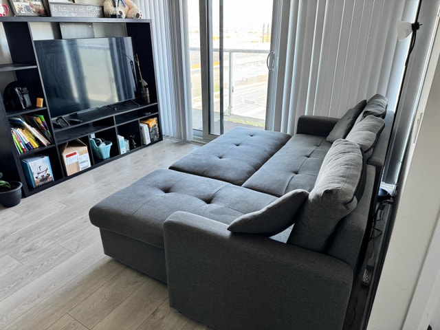 Grey Sectional Sofa Bed - Like New - Orig. ~$600 - photo 4