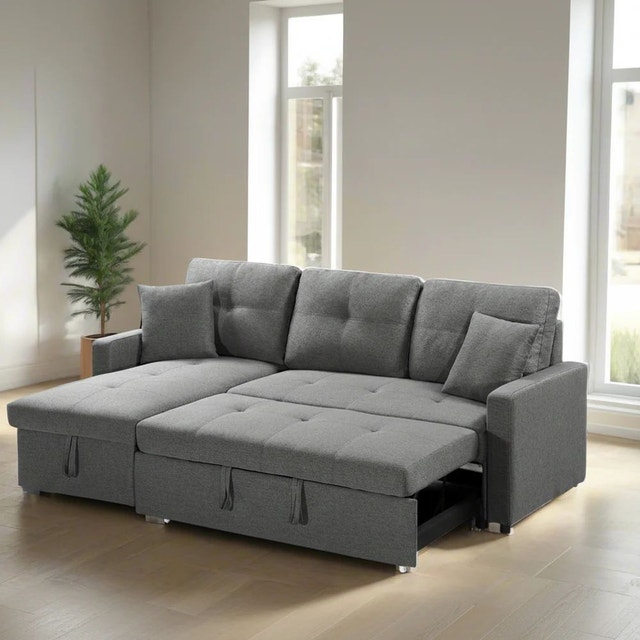 Grey Sectional Sofa Bed - Like New - Orig. ~$600 - photo 5