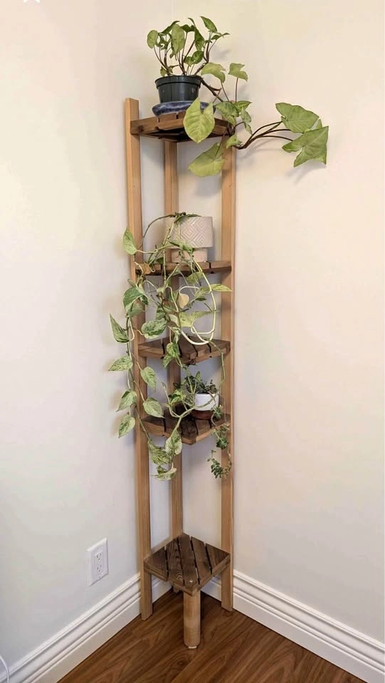 Wooden corner plant stands - photo 2